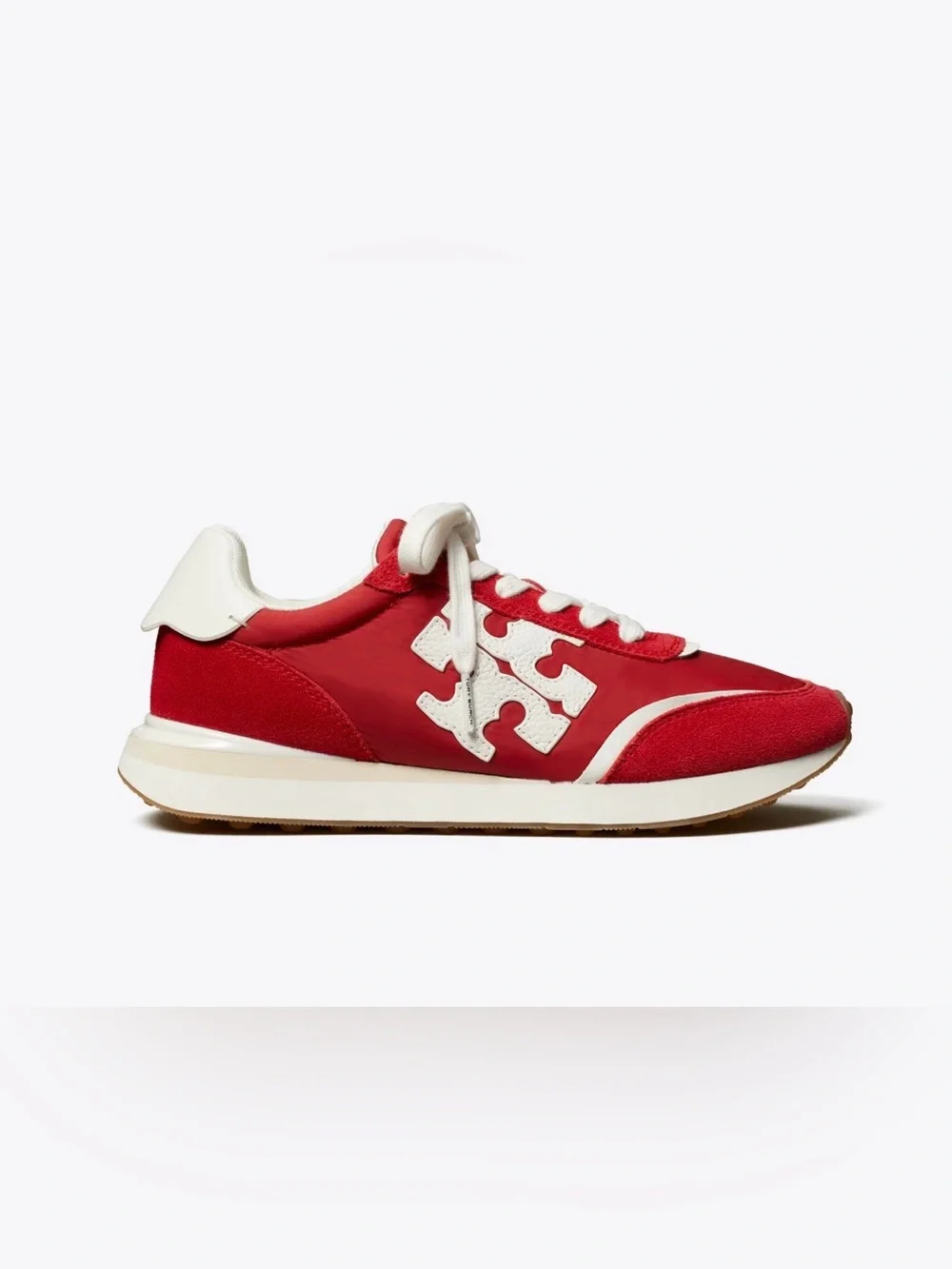 Tory Burch Destiny Red  Sneakers with White Logo Accent Size 10